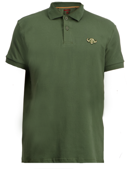 OLIVE BUFFALO LOGO SHORT SLEEVE GOLFER